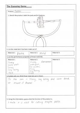 Guessing game worksheet