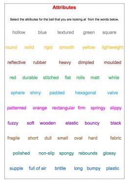 Ball attributes word mat