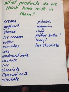 Big book page, What products contain milk?