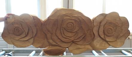 Emma Thorburn's carved wooden headboard in progress