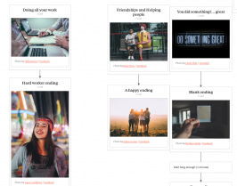 Storyboard depicting different endings for a player