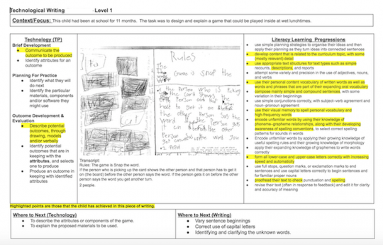 Example of level 1 writing of rules for a game
