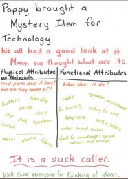 Page recording attributes of a mystery item.