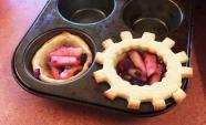 A test using pastry as a material to make a cog for on top of the pie