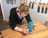 Sarah creating decorative inlay