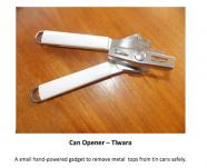 A can opener – tīwara