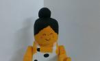 Painted styrofoam lego character